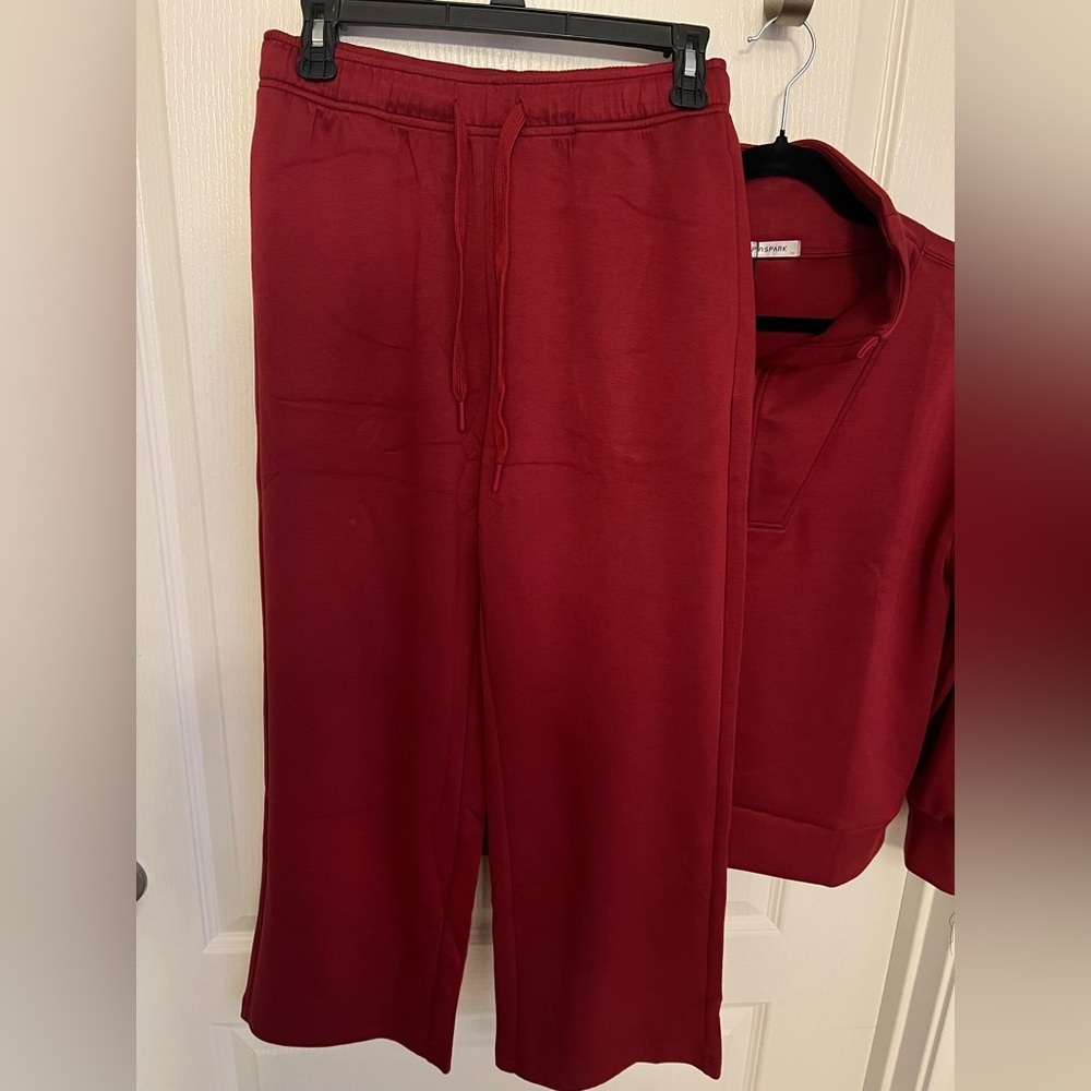 Women’s maroon Half-Zip Sweater Set - Picture 3 of 5